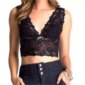Bebe Black Sequin Embellished Top